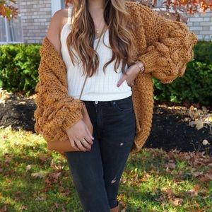 Bubble sleeves chunky cardigan